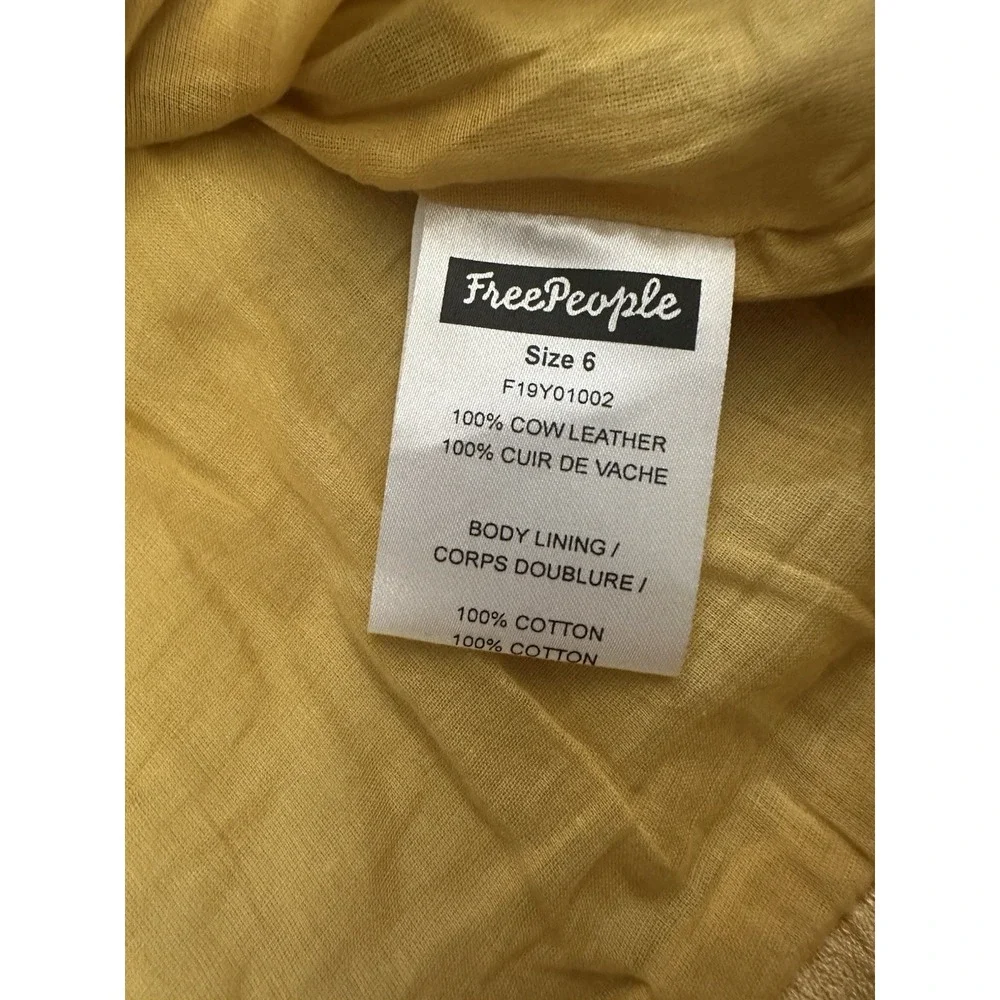 Free People Dress Womens Size 6 Goldie Mini Button Down A-Line Gold Leather $300